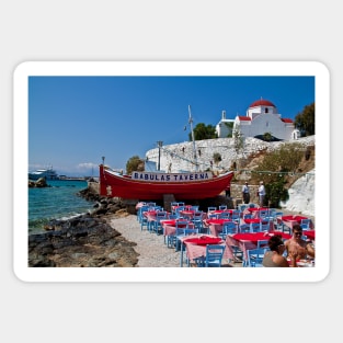 Greece. Mykonos island. Open-air taverna. Sticker